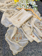 Load image into Gallery viewer, Redolent Function Wear Golden Colour Satin Silk Handwork Fancy Designer Saree For Women
