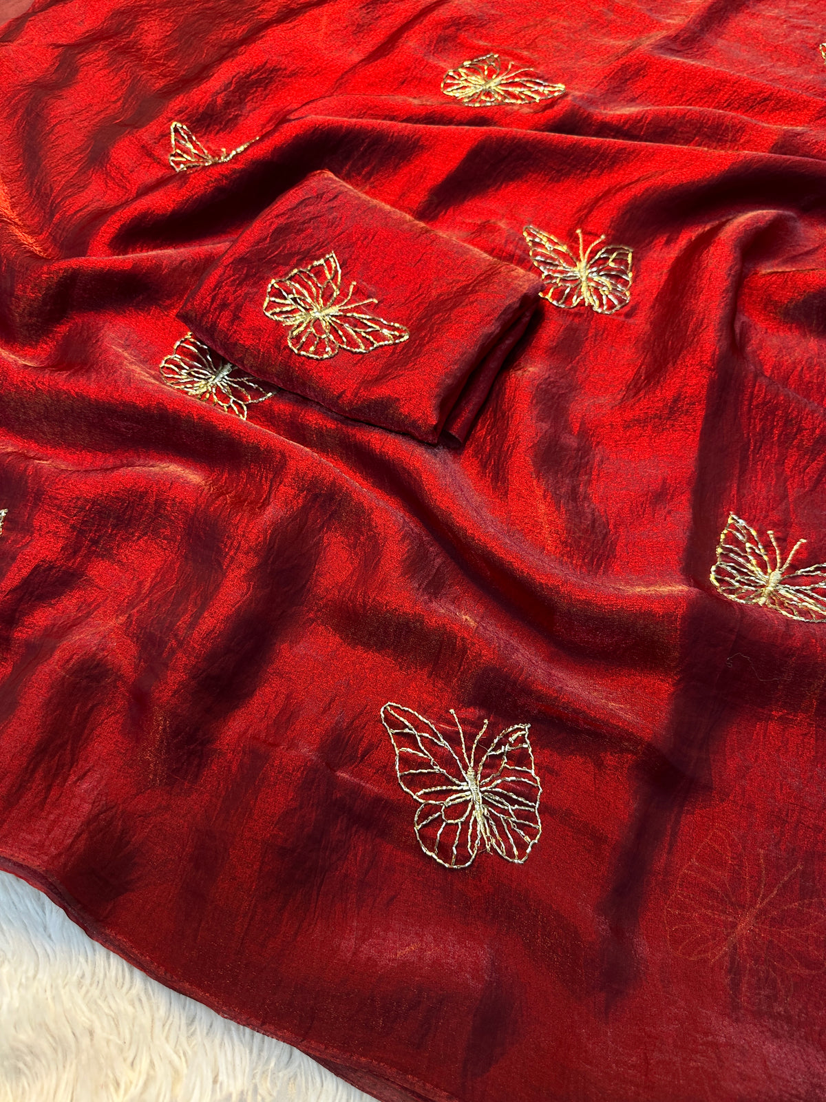 Marvellous Party Wear Silk Beads Work Fancy Designer Saree With Blissful Blouse Piece