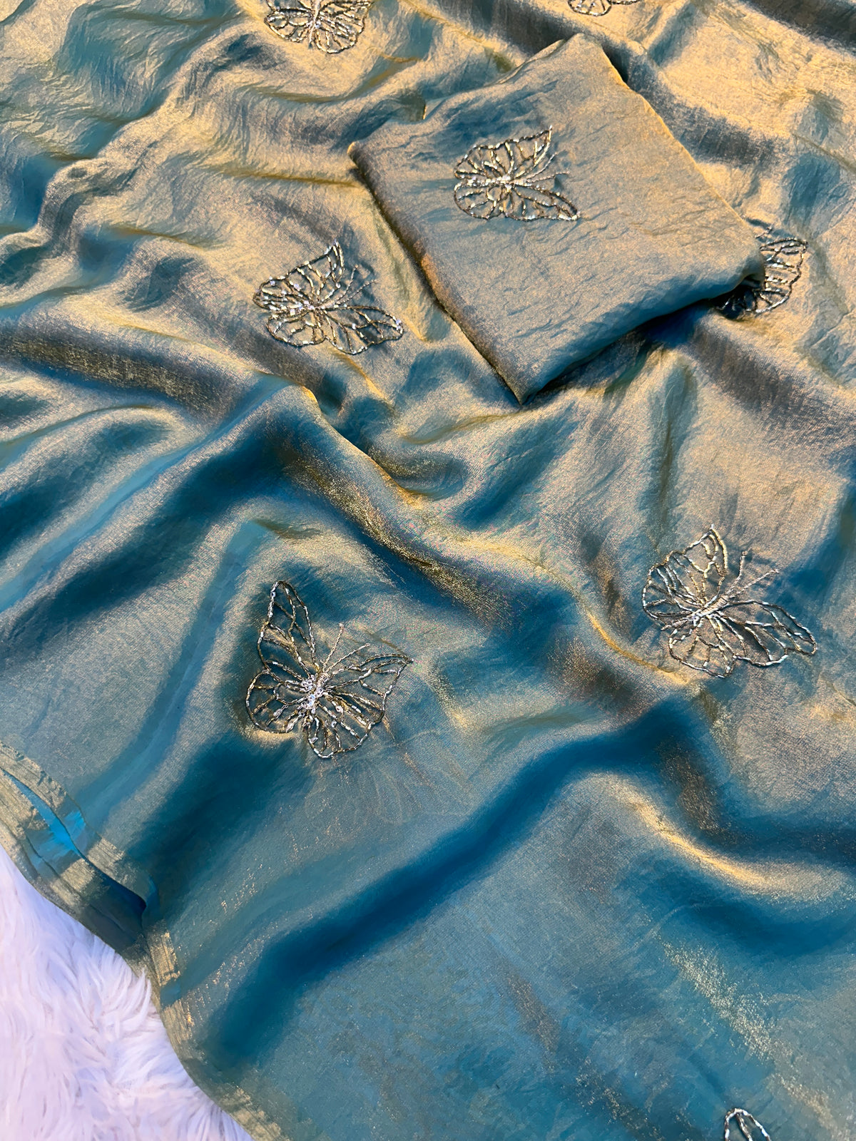Marvellous Party Wear Silk Beads Work Fancy Designer Saree With Blissful Blouse Piece