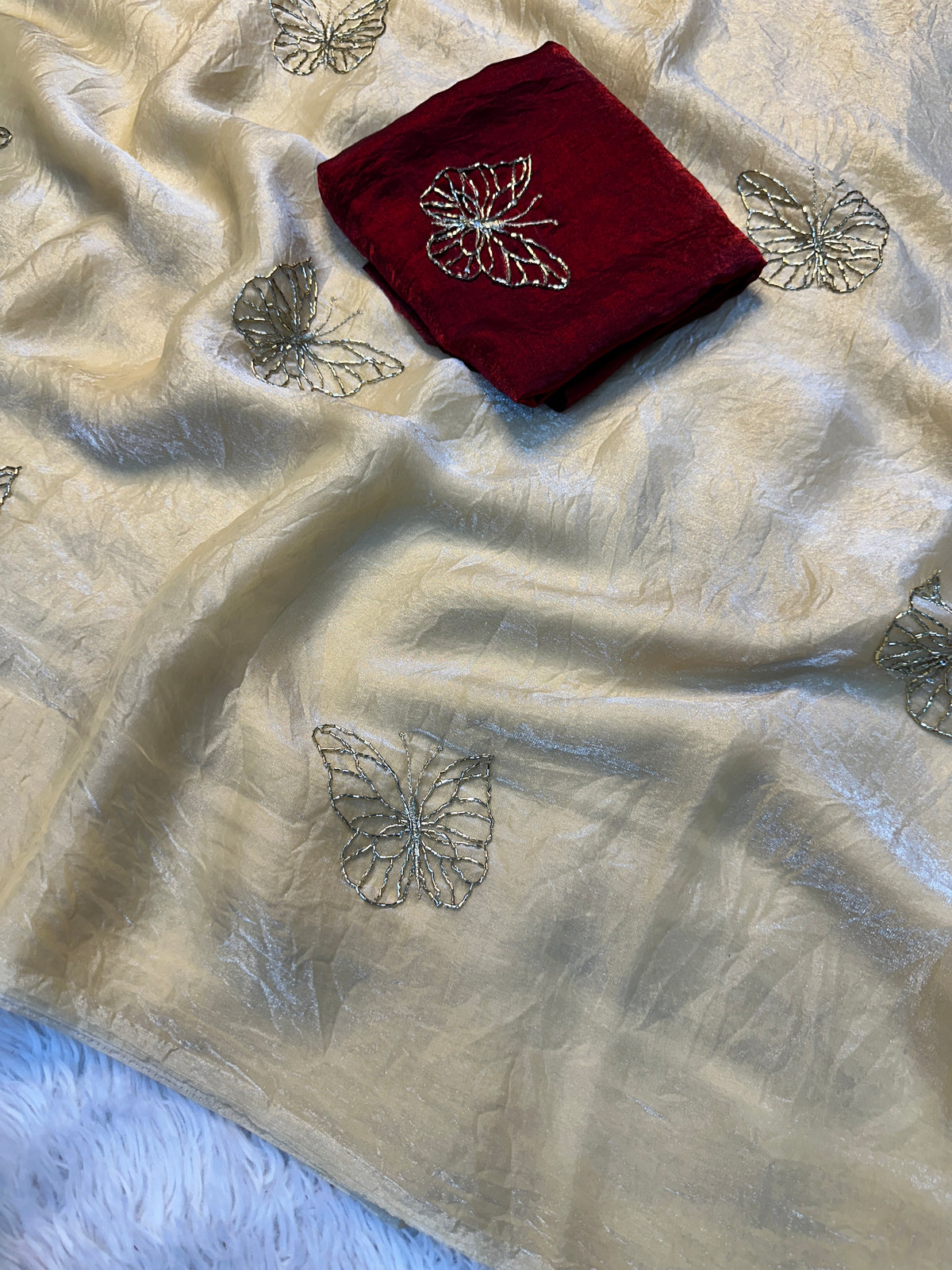 Marvellous Party Wear Silk Beads Work Fancy Designer Saree With Blissful Blouse Piece