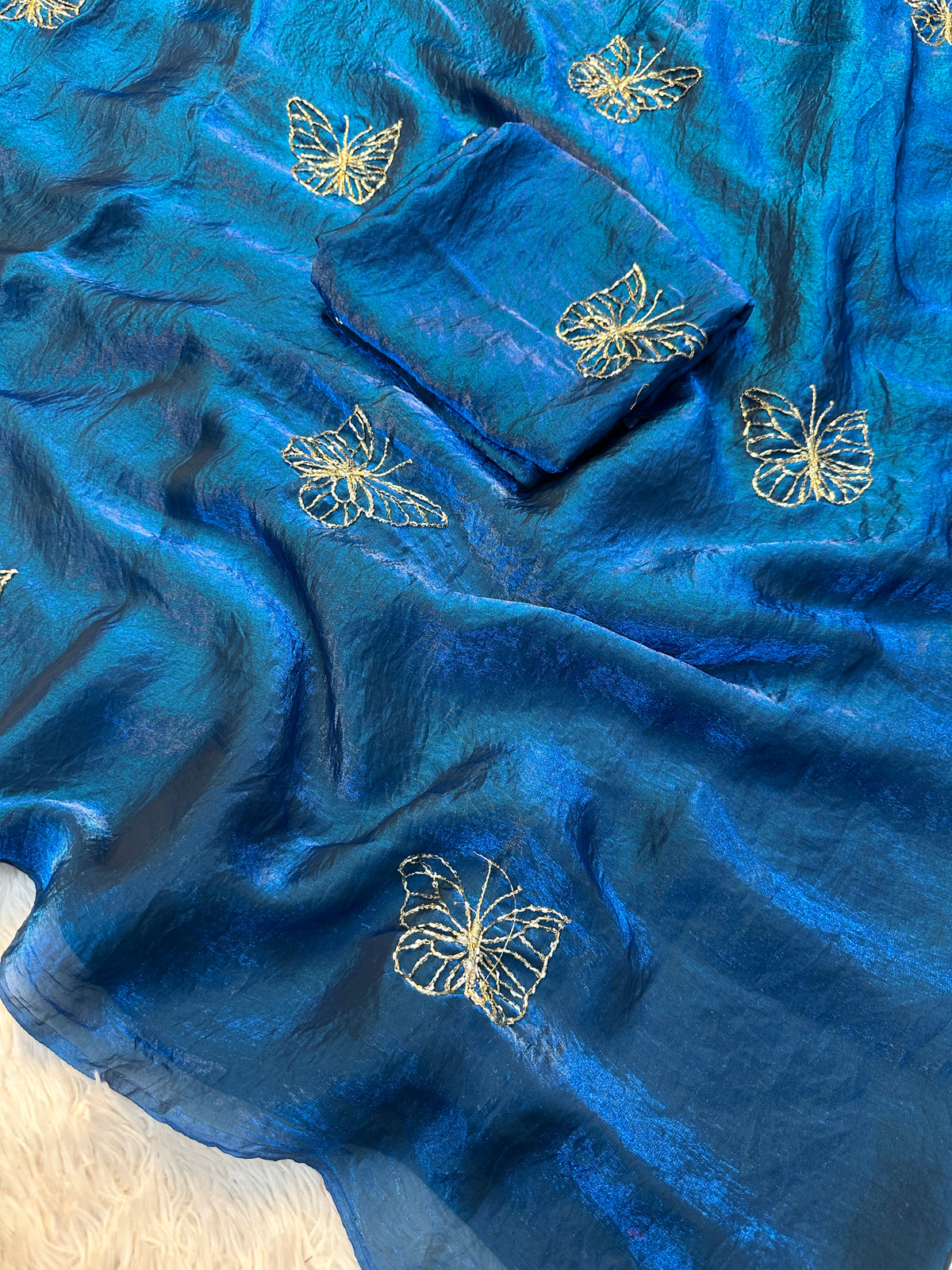 Marvellous Party Wear Silk Beads Work Fancy Designer Saree With Blissful Blouse Piece