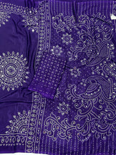 Load image into Gallery viewer, Artisanal Function Wear Pure Satin Silk Ajrak Printed Rich Pallu n Mirror Work Designer Saree
