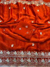 Load image into Gallery viewer, Delightful Festive Wear Silk Multi Thread n Sequence Embroidery Work Fancy Designer Saree With Blouse Piece
