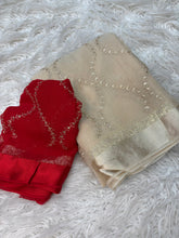 Load image into Gallery viewer, Charming Pure Viscose Georgette Fabric With Satin Border n Embroidered Work Saree With Blissful Blouse Piece
