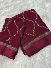 Load image into Gallery viewer, Charming Pure Viscose Georgette Fabric With Satin Border n Embroidered Work Saree With Blissful Blouse Piece
