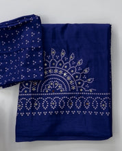 Load image into Gallery viewer, Artisanal Function Wear Pure Satin Silk Ajrak Printed Rich Pallu n Mirror Work Designer Saree
