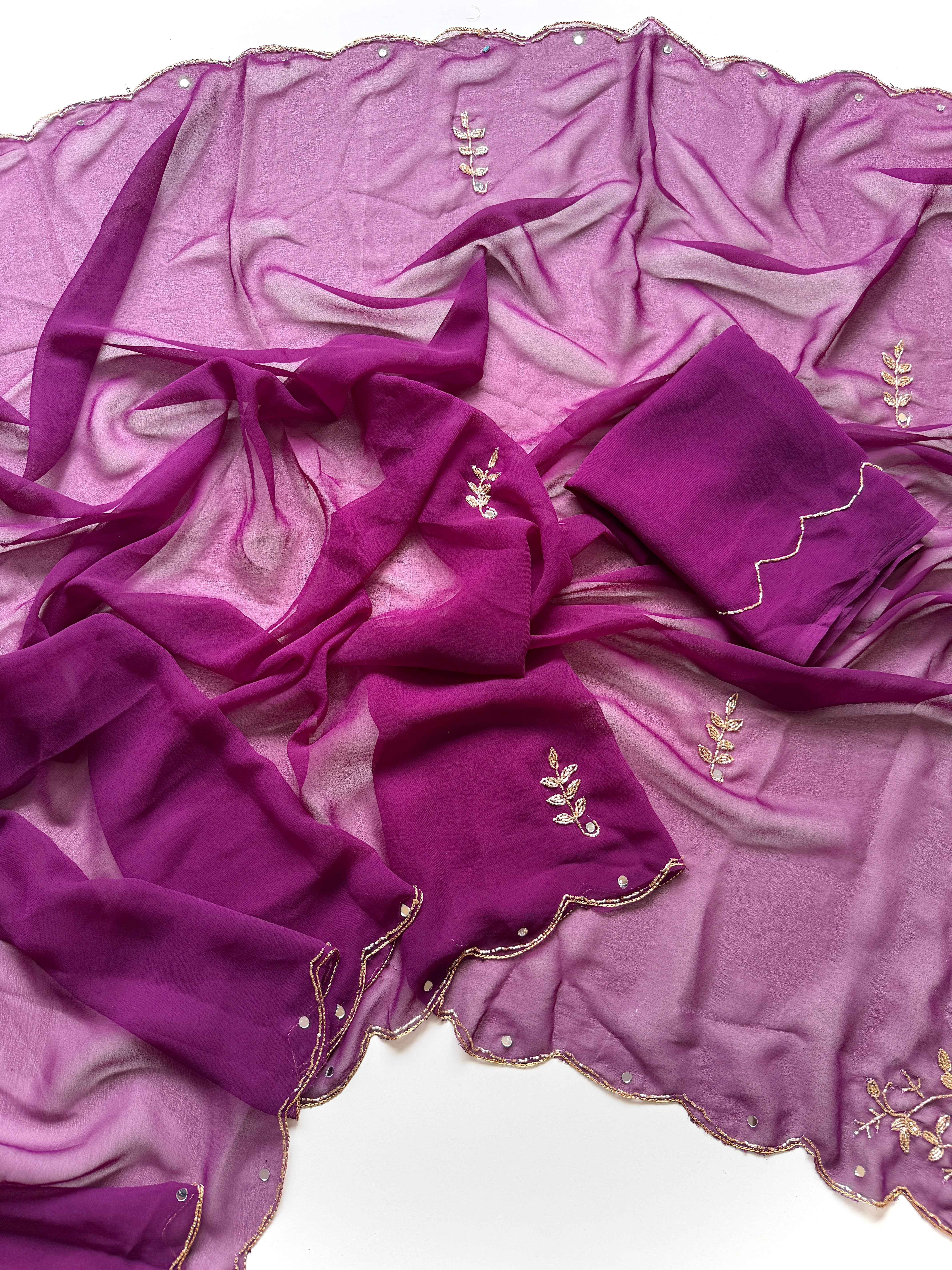 Attractive Party Wear Pure Soft Georgette Handwork Flower Design Saree For Occasion