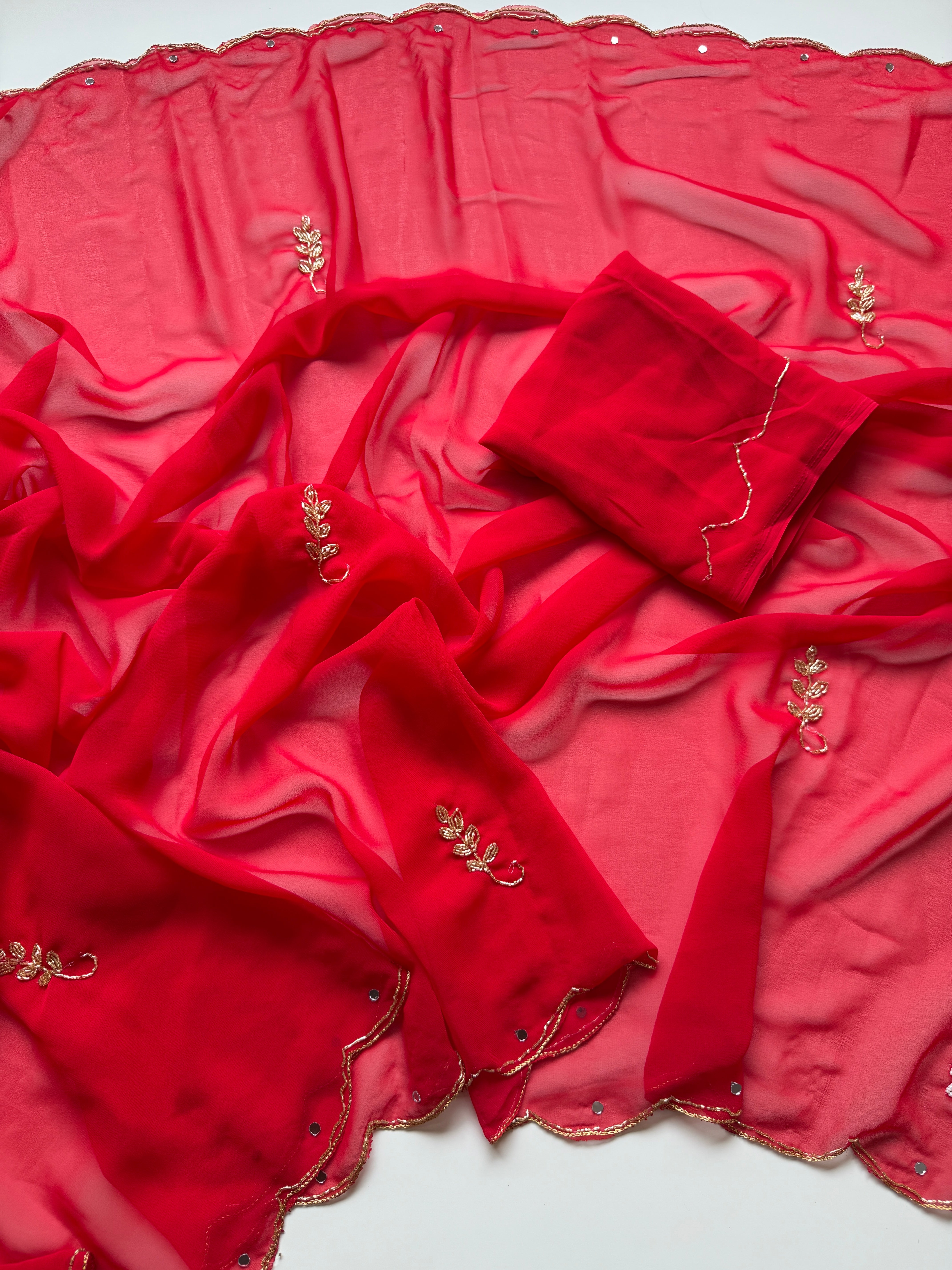 Attractive Party Wear Pure Soft Georgette Handwork Flower Design Saree For Occasion