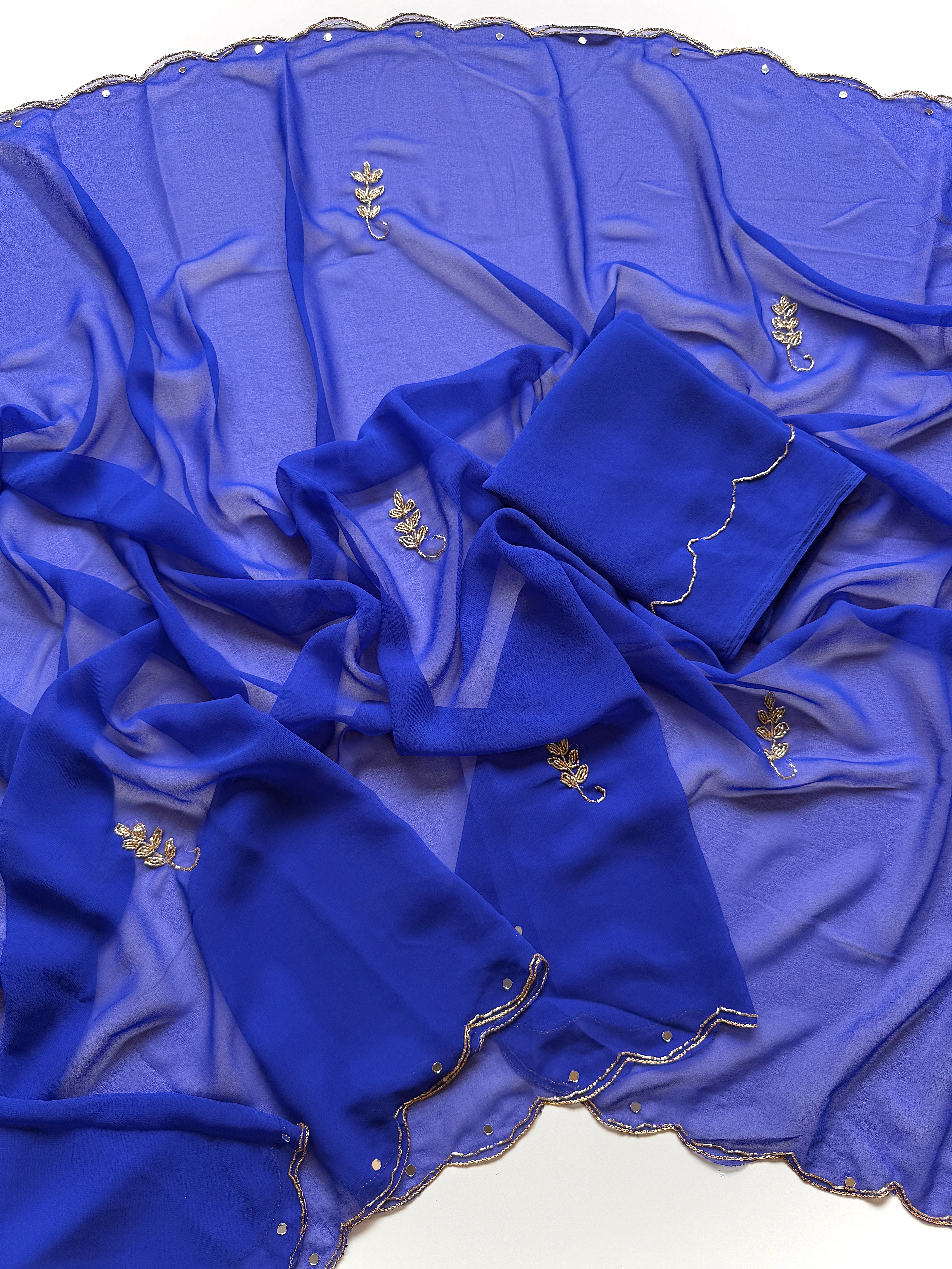 Attractive Party Wear Pure Soft Georgette Handwork Flower Design Saree For Occasion