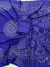 Load image into Gallery viewer, Artisanal Function Wear Pure Satin Silk Ajrak Printed Rich Pallu n Mirror Work Designer Saree
