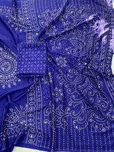 Load image into Gallery viewer, Artisanal Function Wear Pure Satin Silk Ajrak Printed Rich Pallu n Mirror Work Designer Saree
