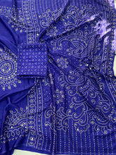 Load image into Gallery viewer, Artisanal Function Wear Pure Satin Silk Ajrak Printed Rich Pallu n Mirror Work Designer Saree
