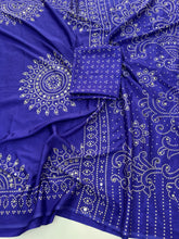 Load image into Gallery viewer, Artisanal Function Wear Pure Satin Silk Ajrak Printed Rich Pallu n Mirror Work Designer Saree
