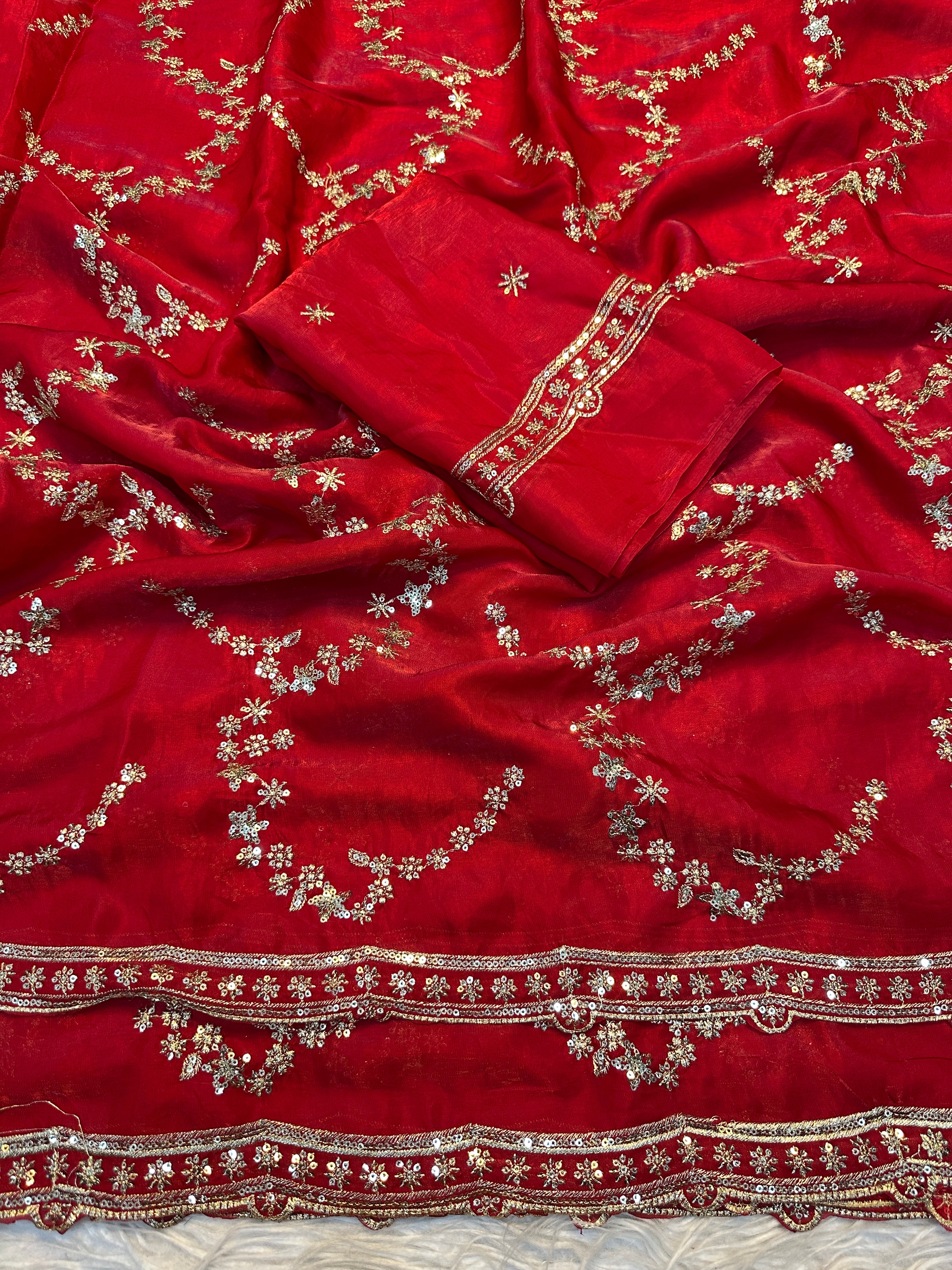 Marvellous Function Wear Silk Handwork Fancy Designer Saree With Elegant Blouse Piece