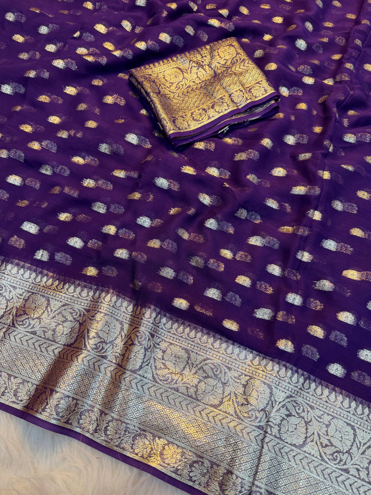 Charming Function Wear Viscose Georgette Jacquard Weaving Work Fancy Saree With Blouse Piece