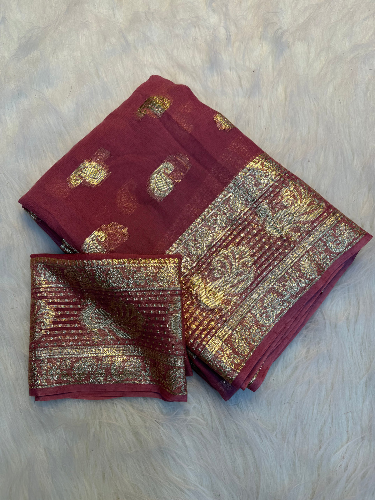 Traditional Function Wear Pure Viscose Georgette Jacquard Weaving Work Fancy Saree With Blouse Piece