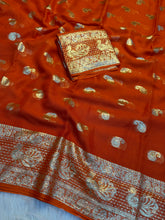 Load image into Gallery viewer, Traditional Function Wear Pure Viscose Georgette Jacquard Weaving Work Fancy Saree With Blouse Piece
