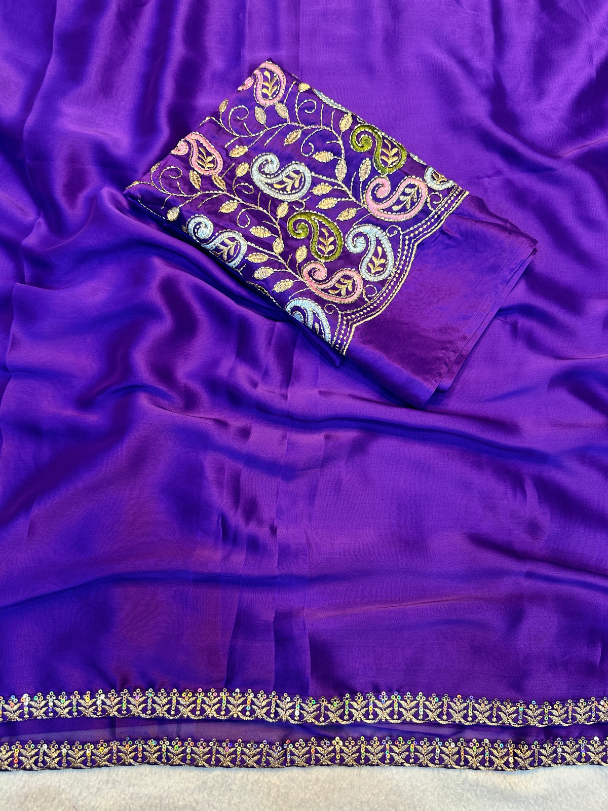 Opulent Festive Wear Silk Embroidery n Bids Work Fancy Designer Saree With Blouse Piece