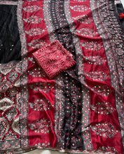 Load image into Gallery viewer, Blossom Party Wear Satin Silk Real Mirror n Print Work Fancy Saree With Blouse Piece
