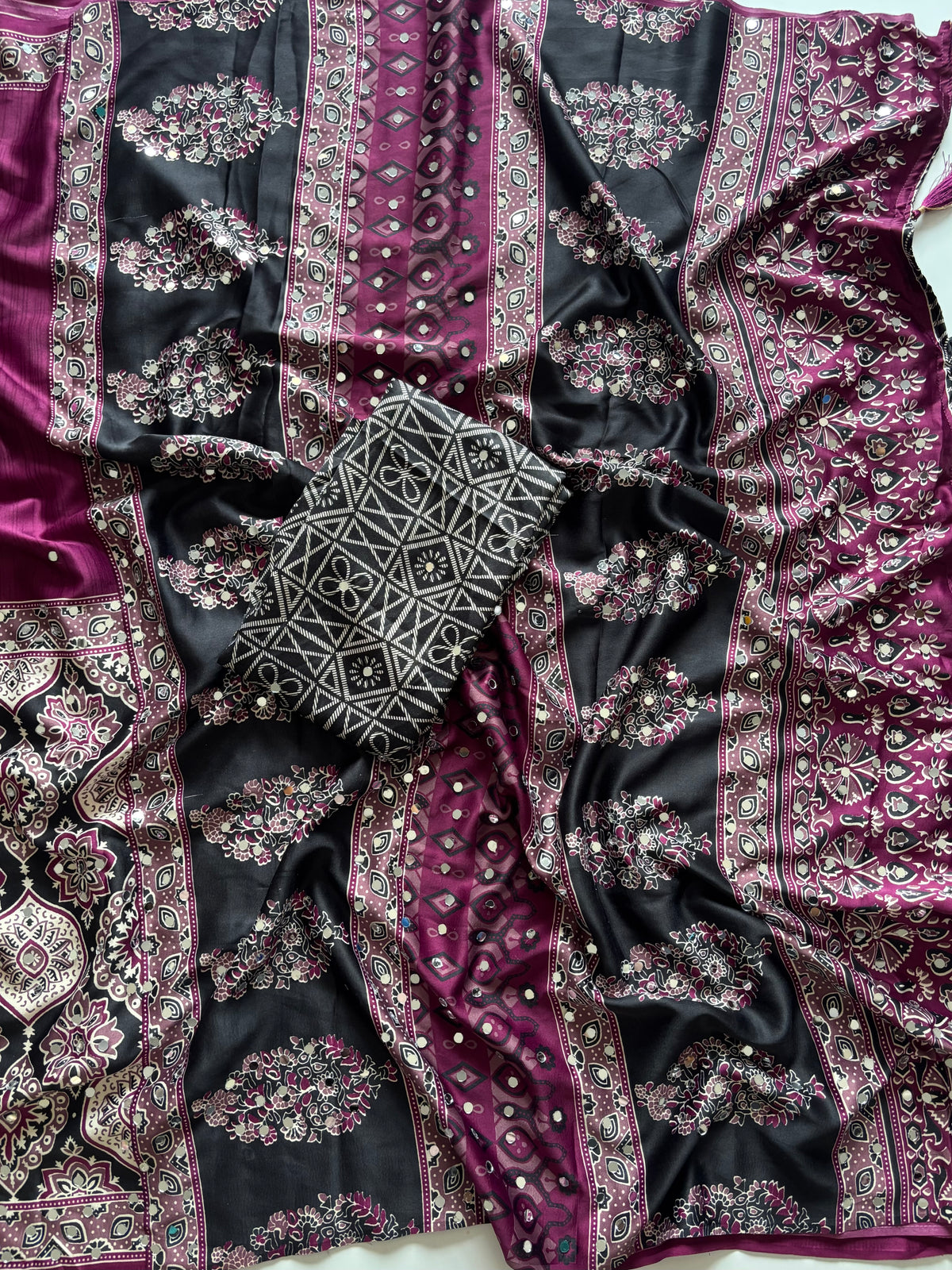 Entrancing Festive Wear Satin Silk Real Mirror n Print Work Fancy Saree With Blouse Piece