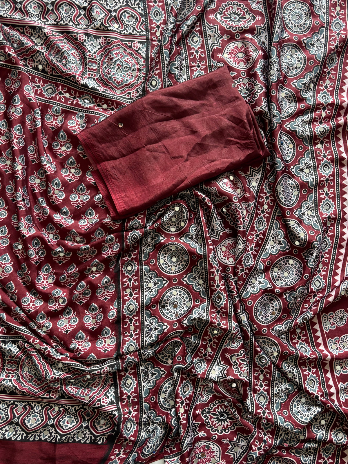 Lassitude Party Wear Satin Silk Original Mirror n Print Work Fancy Saree For Women