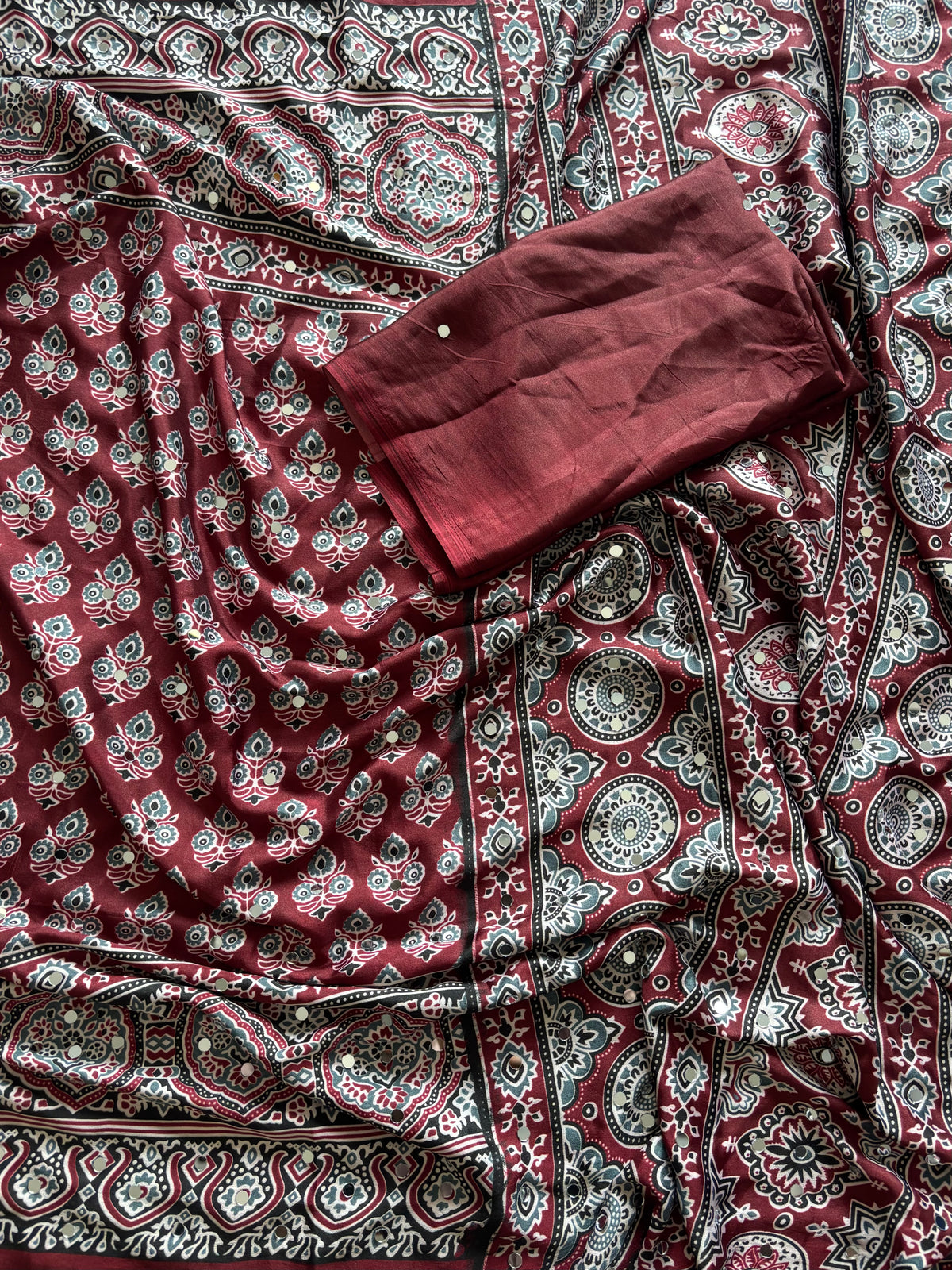 Lassitude Party Wear Satin Silk Original Mirror n Print Work Fancy Saree For Women
