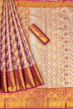 Load image into Gallery viewer, New Pink Color Kanjiviram Pattu Silk Gold Zari Weaving Wedding Wear Saree With Blouse
