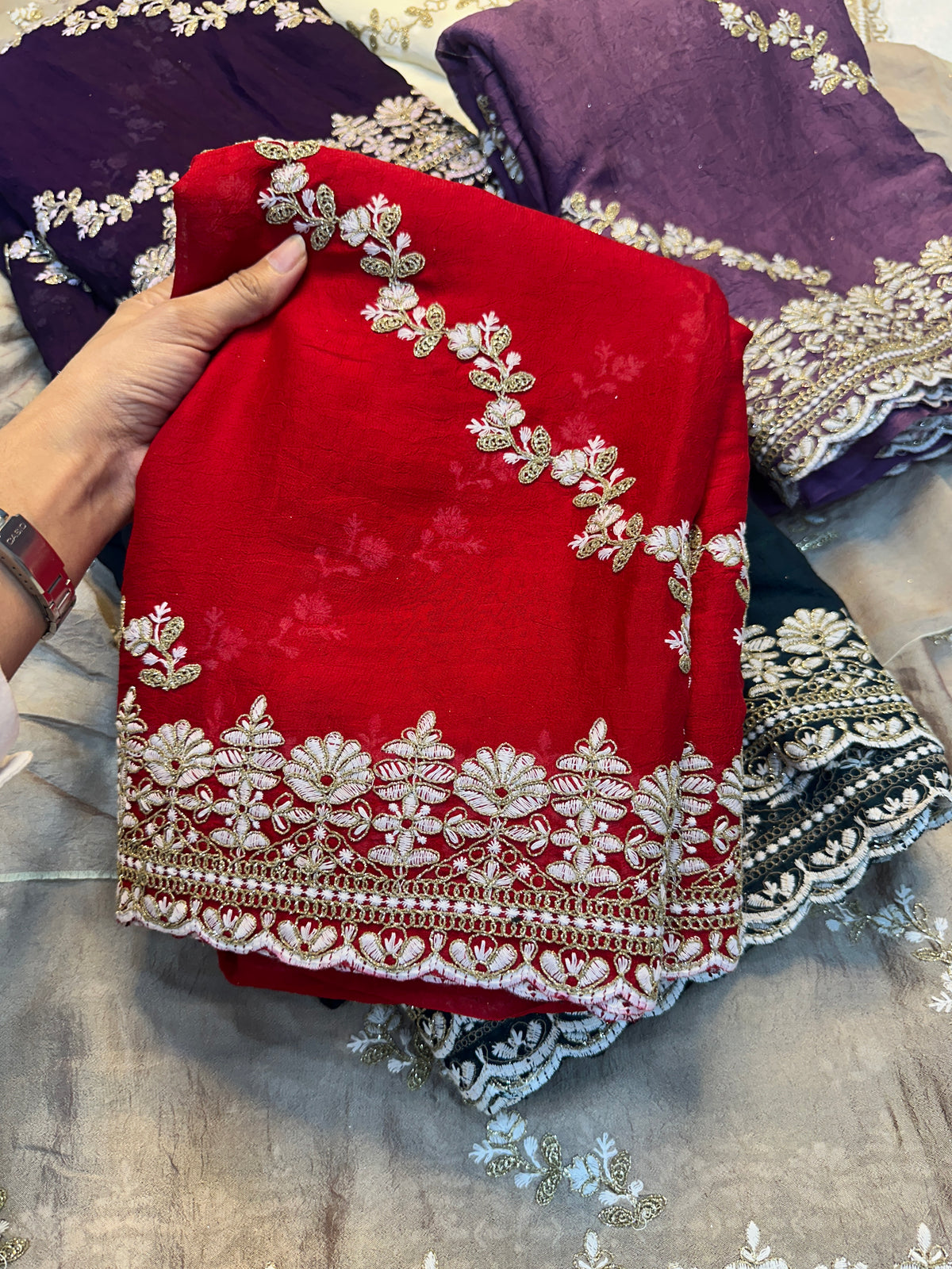 Fantabulous Wedding Wear Crush Silk Sequence Embroidery Work Fancy Designer Saree With Blouse Piece
