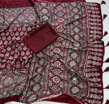 Load image into Gallery viewer, Lassitude Party Wear Satin Silk Original Mirror n Print Work Fancy Saree For Women
