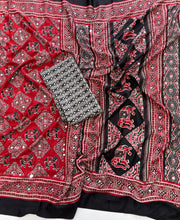 Load image into Gallery viewer, Whimsical Function Wear Satin Silk Real Mirror Work Designer Saree With Blouse Piece
