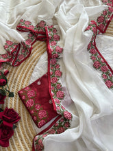 Load image into Gallery viewer, Regal Wedding Wear Tissue Silk Embroidery Work Desginer Saree With Contrast Blouse Piece
