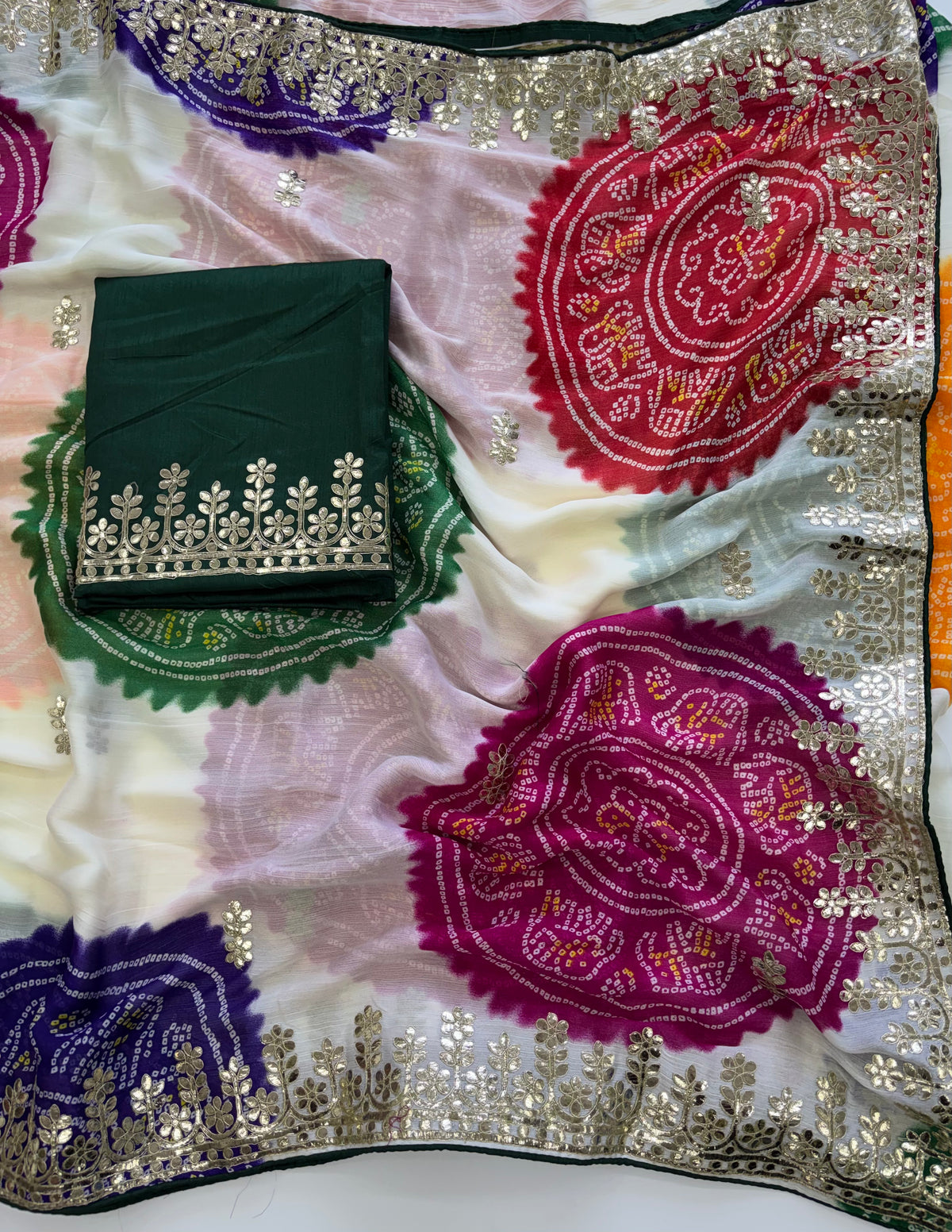 Dazzling Festive Wear Georgette Bandhaj GotaPati Work Designer Saree For Occasion