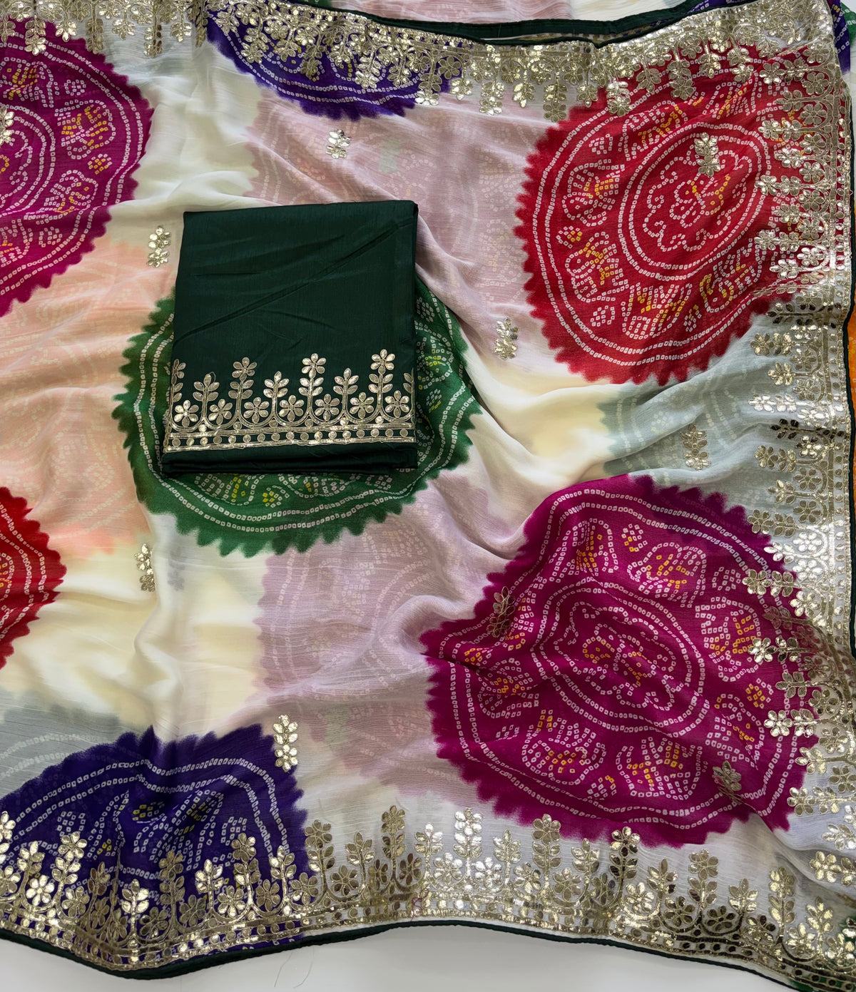 Dazzling Festive Wear Georgette Bandhaj GotaPati Work Designer Saree For Occasion