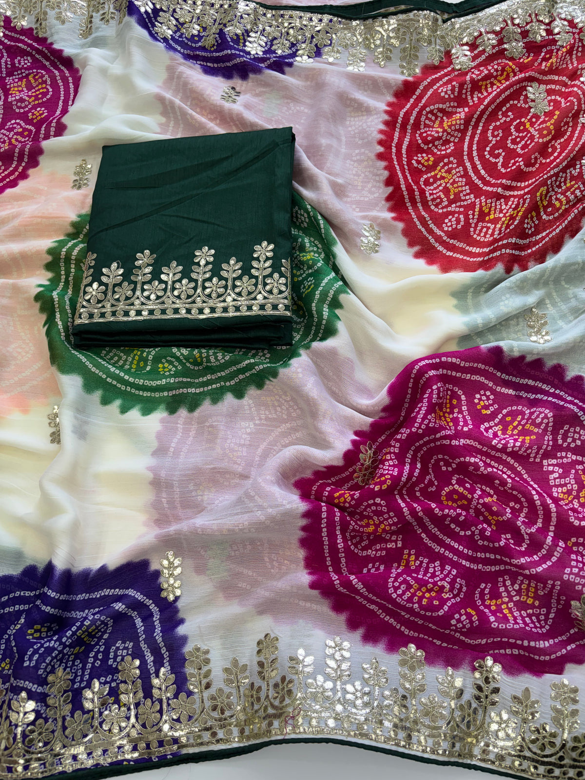 Dazzling Festive Wear Georgette Bandhaj GotaPati Work Designer Saree For Occasion