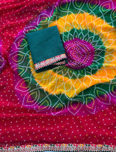 Load image into Gallery viewer, Lassitude Festive Wear Georgette Bandhej Print Embroidery Lace Work Fancy Saree With Blouse Piece
