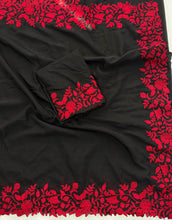 Load image into Gallery viewer, Divine Party Wear Silk Embroidery n Cut Work Designer Saree For Women
