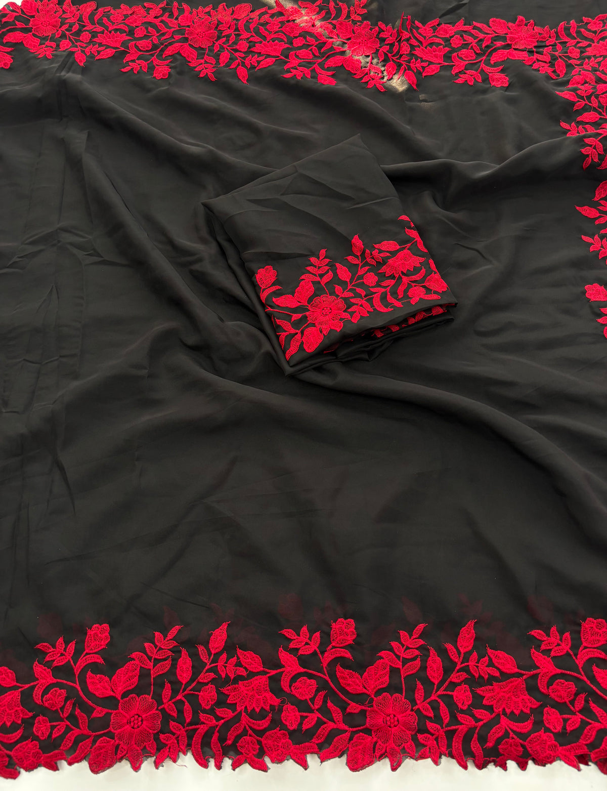 Divine Party Wear Silk Embroidery n Cut Work Designer Saree For Women