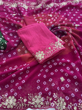 Load image into Gallery viewer, Adorning Festive Wear Georgette Embroidery Work Saree With Blouse Piece
