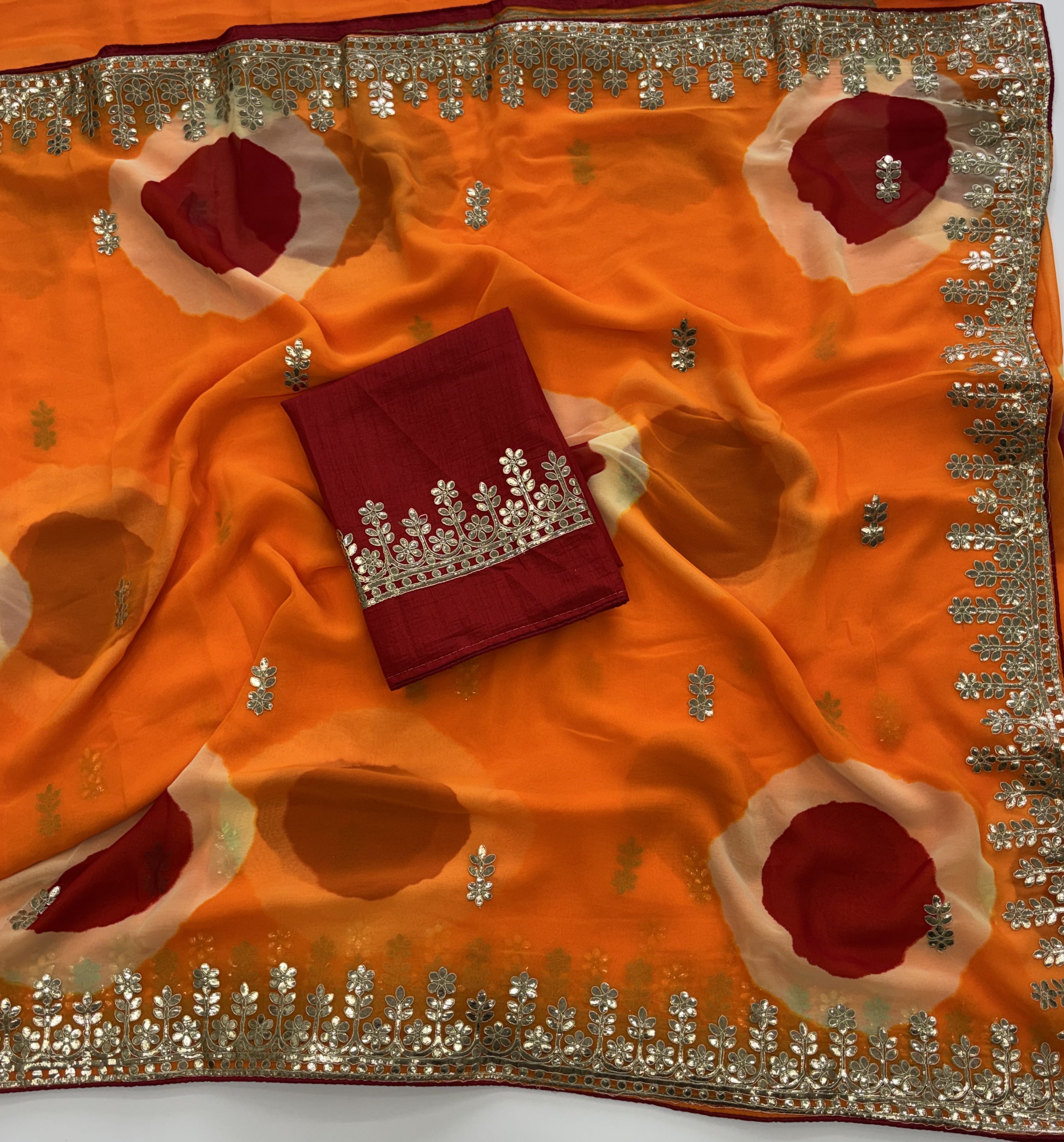 Amazing Festive Wear Georgette Gotapatti Work Fancy Saree With Blouse Piece