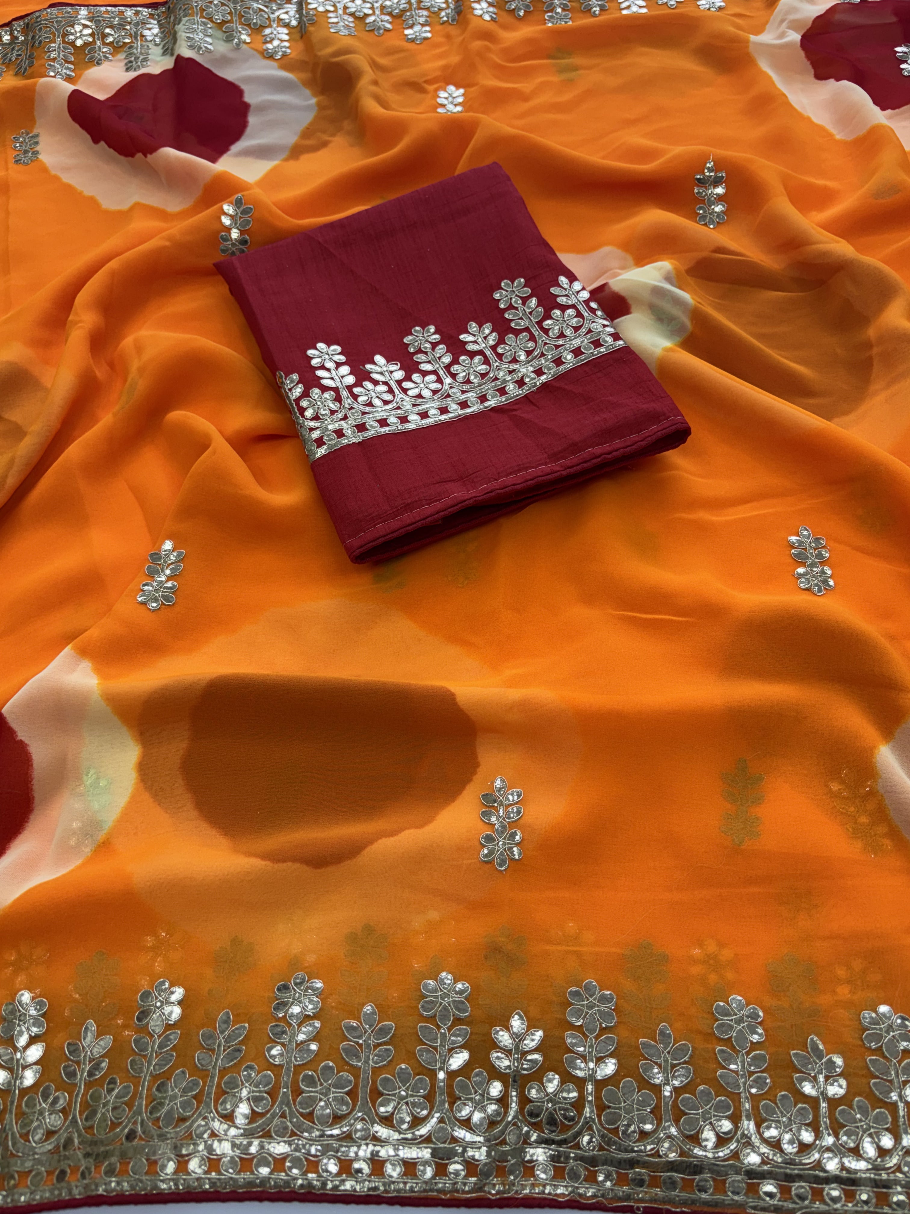 Amazing Festive Wear Georgette Gotapatti Work Fancy Saree With Blouse Piece
