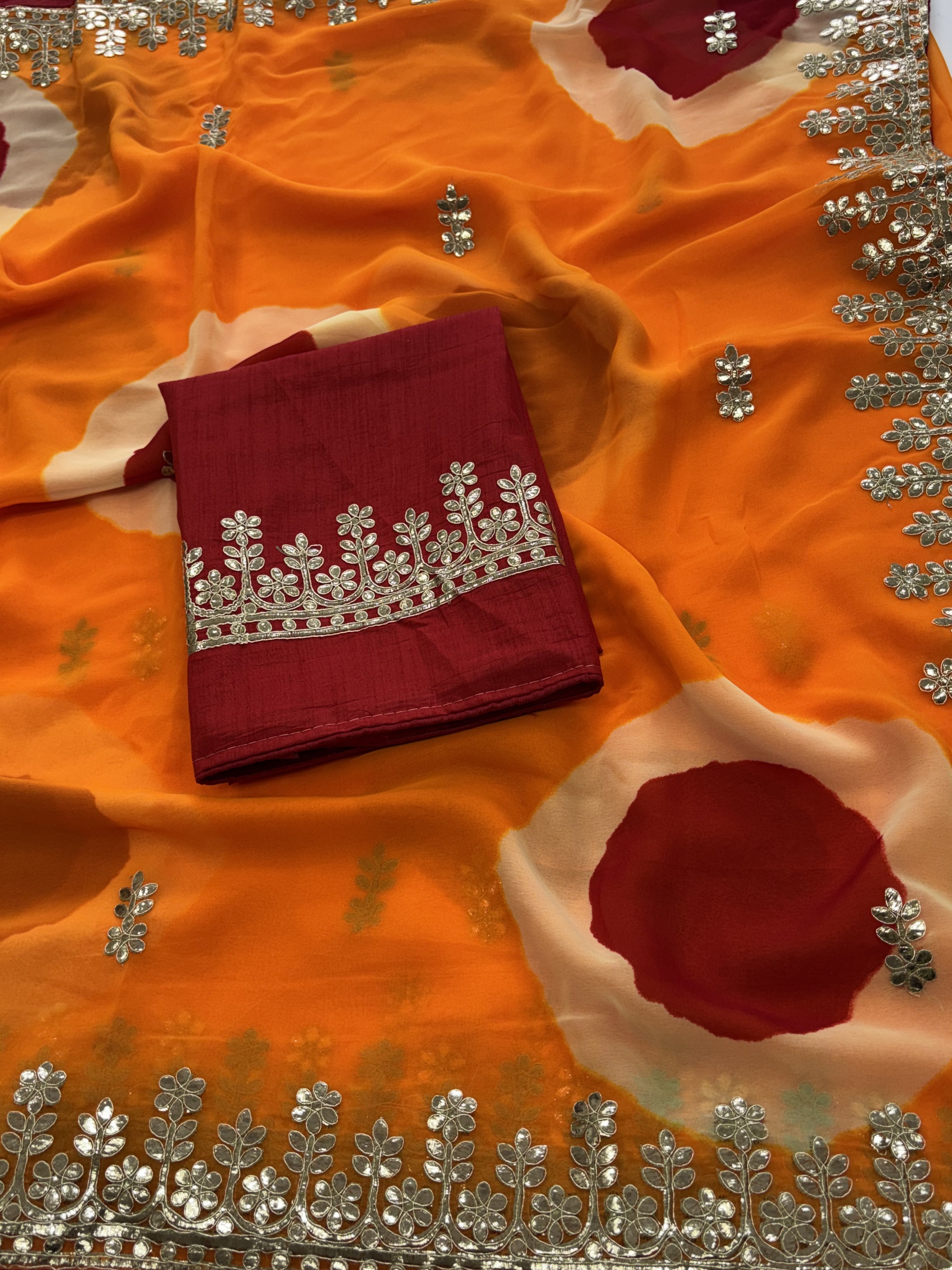 Amazing Festive Wear Georgette Gotapatti Work Fancy Saree With Blouse Piece