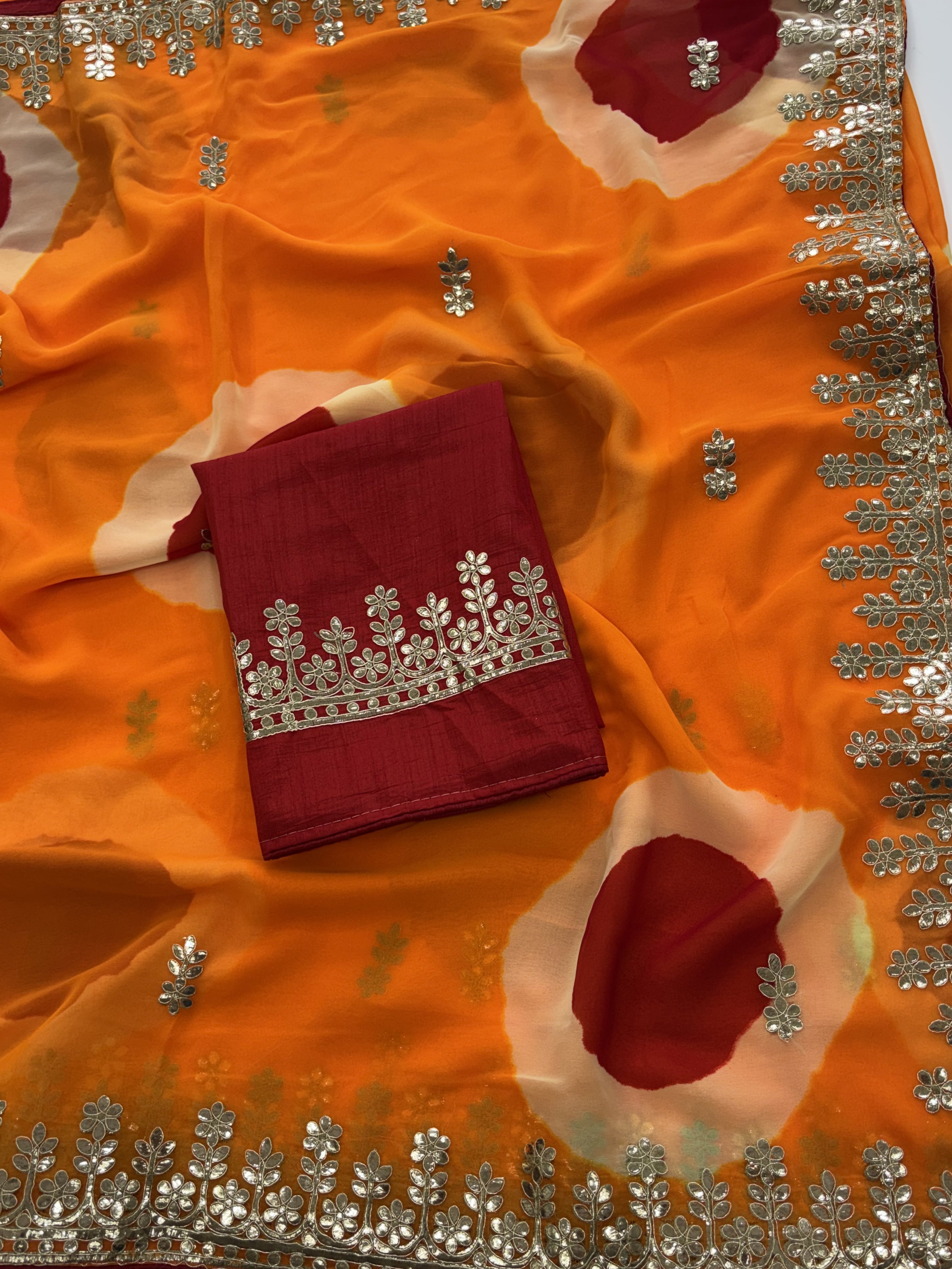 Amazing Festive Wear Georgette Gotapatti Work Fancy Saree With Blouse Piece