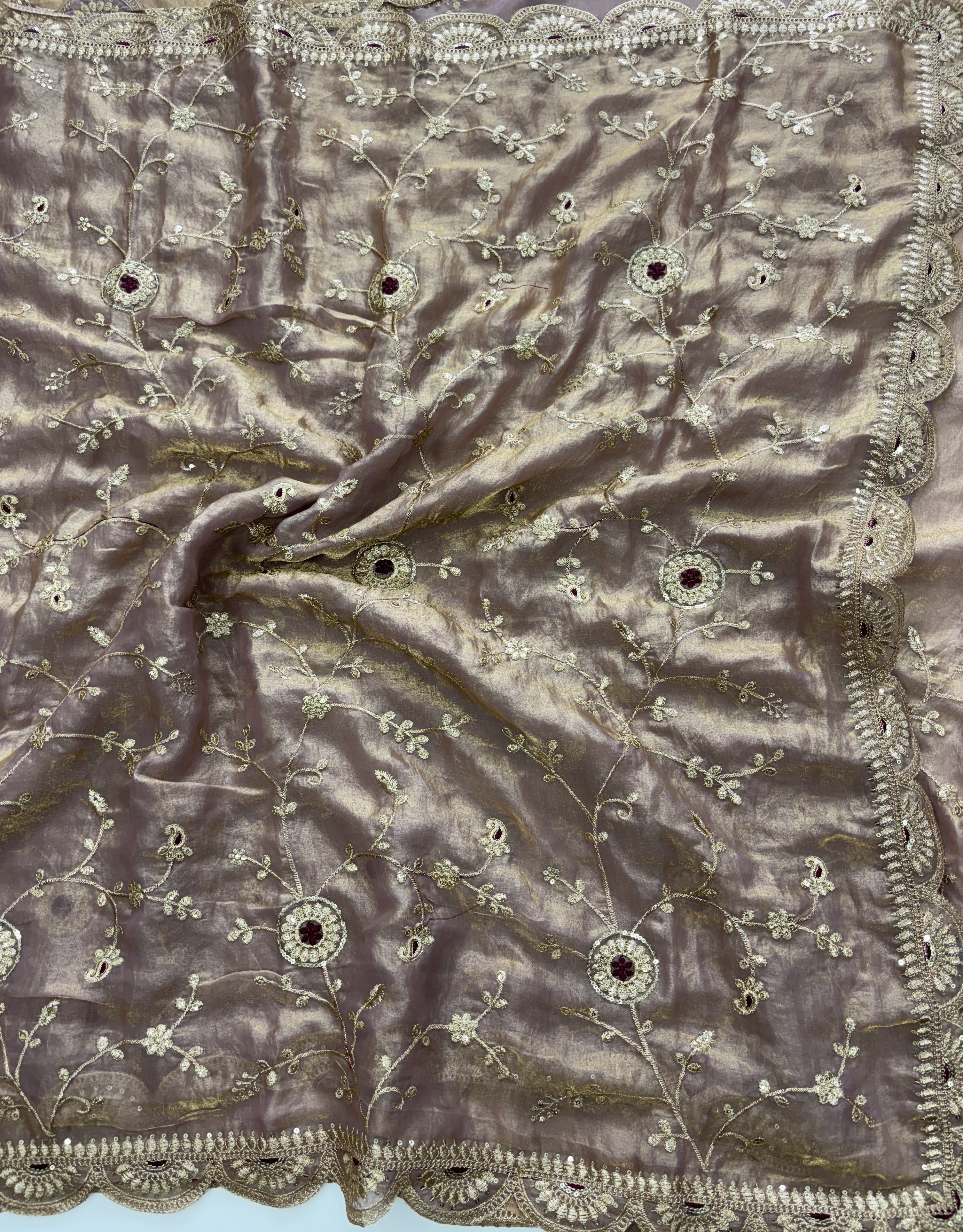 Luxuriant Soft Satin Silk Embroidery n Sequence Work Rich Look Saree With Demesne Full Stitched Blouse