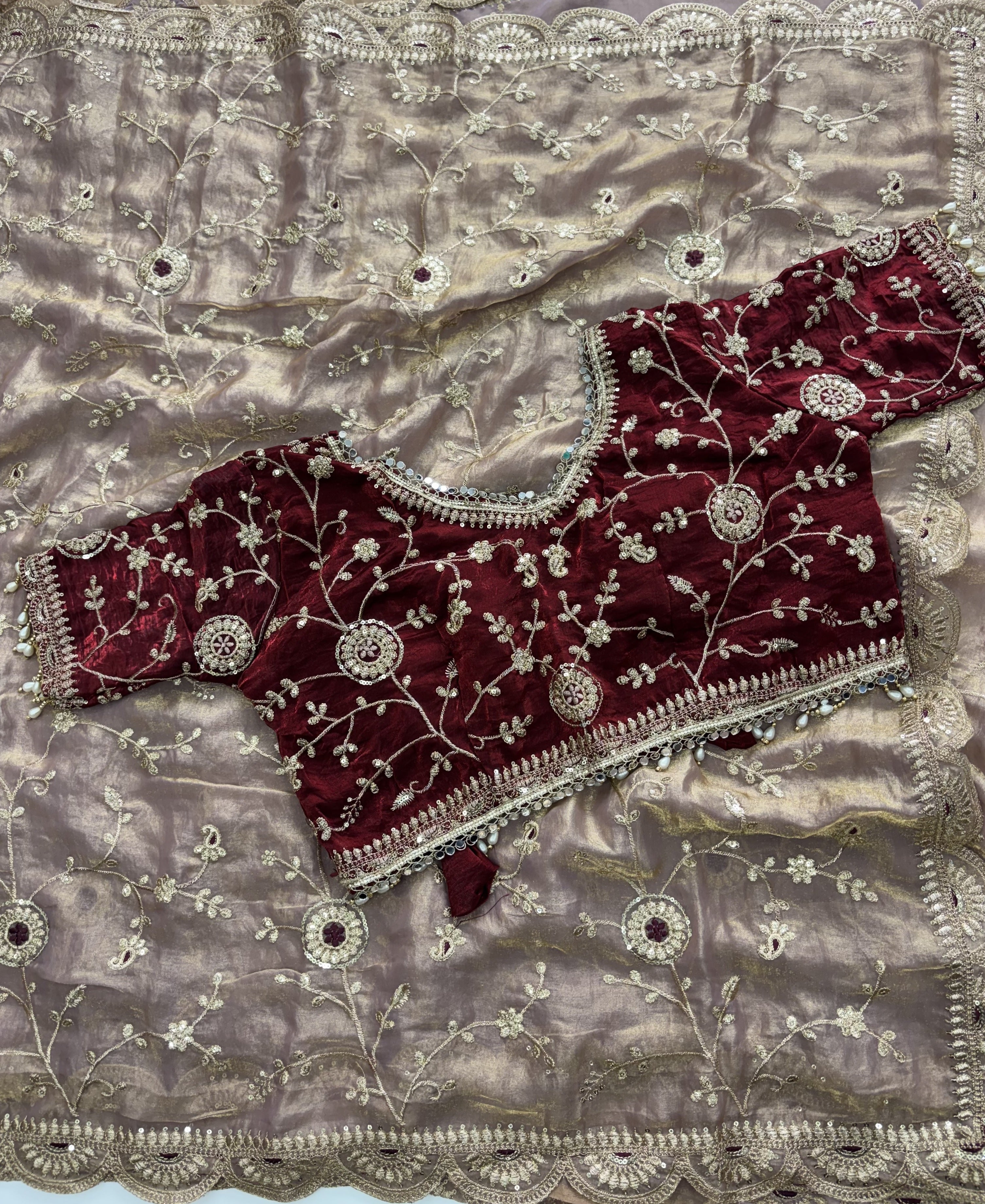 Luxuriant Soft Satin Silk Embroidery n Sequence Work Rich Look Saree With Demesne Full Stitched Blouse