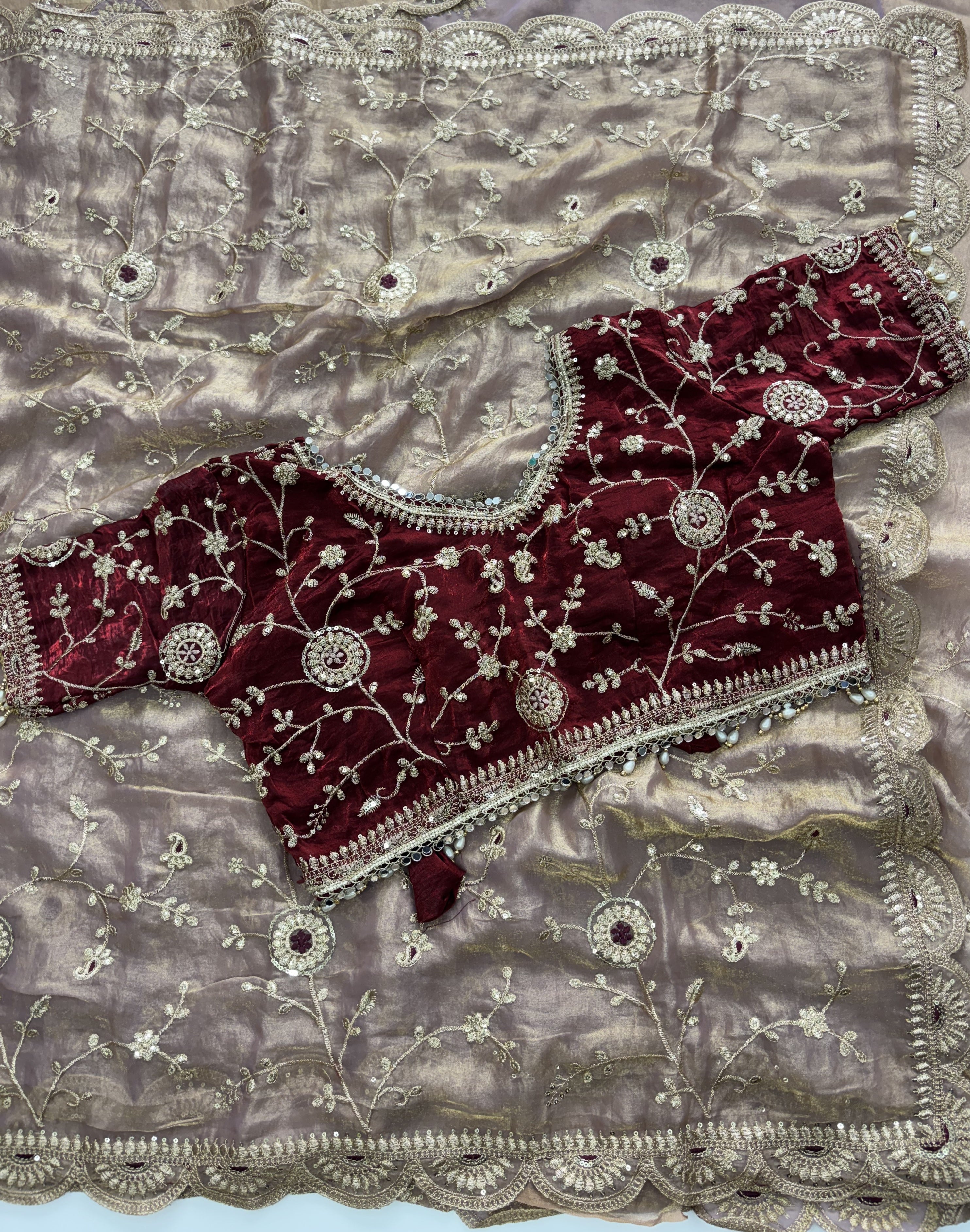 Luxuriant Soft Satin Silk Embroidery n Sequence Work Rich Look Saree With Demesne Full Stitched Blouse