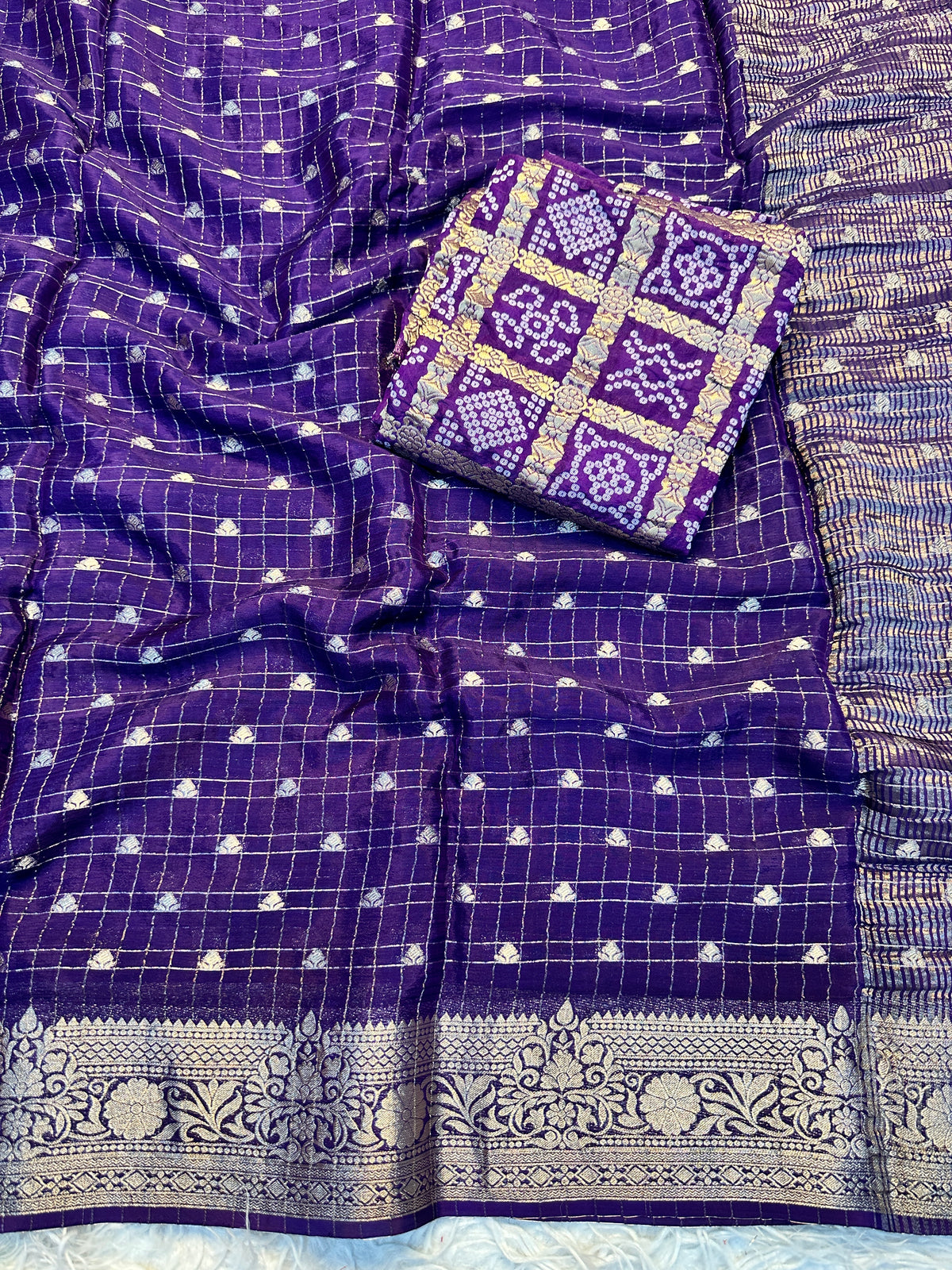 Evocative Function Wear Pure Chinon Zari Silk With Chex Weaving Work Fancy Designer Saree For Women