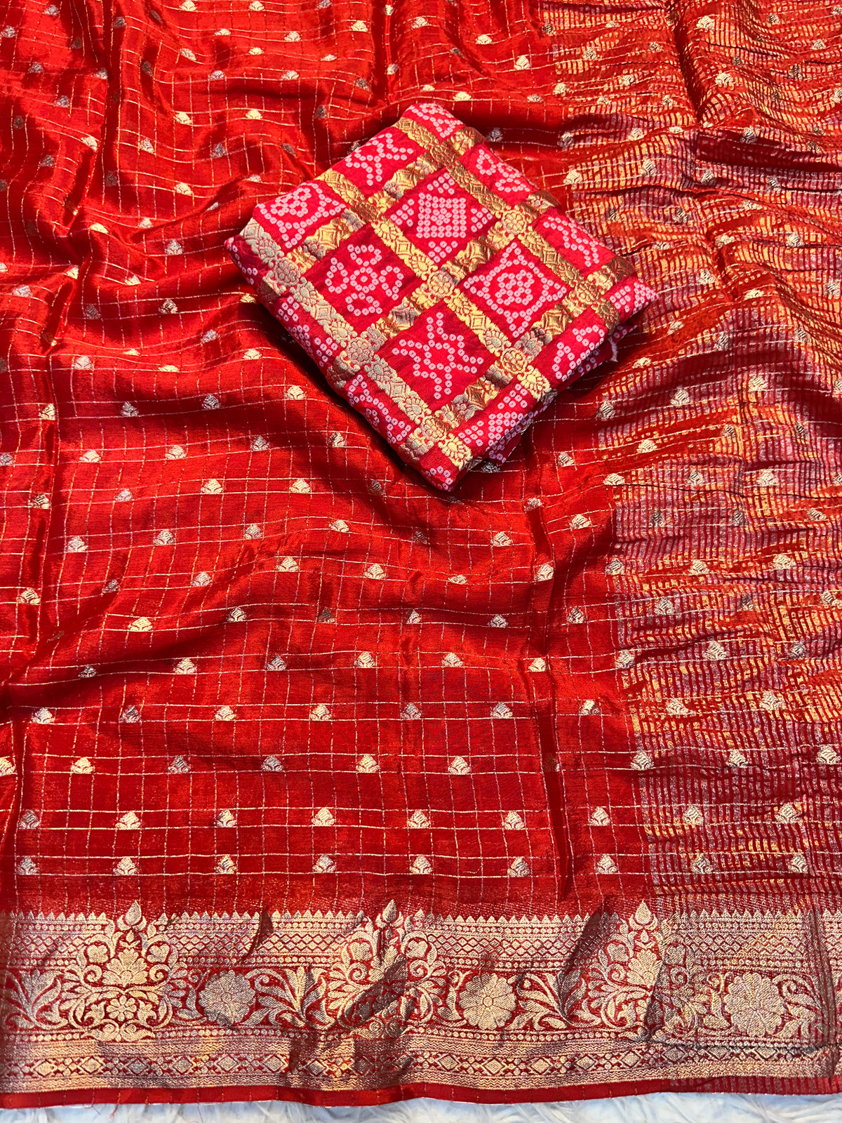 Evocative Function Wear Pure Chinon Zari Silk With Chex Weaving Work Fancy Designer Saree For Women