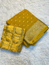 Load image into Gallery viewer, Evocative Function Wear Pure Chinon Zari Silk With Chex Weaving Fancy Designer Saree For Women
