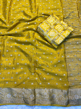 Load image into Gallery viewer, Evocative Function Wear Pure Chinon Zari Silk With Chex Weaving Fancy Designer Saree For Women
