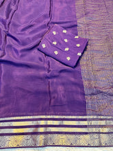 Load image into Gallery viewer, Charming Festive Wear Chinnon Fabric Jacquard Zari Weaving Work Saree With Blouse Piece
